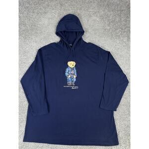 Polo Ralph Lauren Hoodie Mens 4XL Big Navy Polo Bear Graphic Pullover Shirt